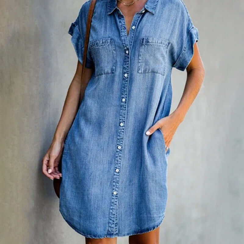 Valerie ™ -  Elegant denim dress with belly coverage