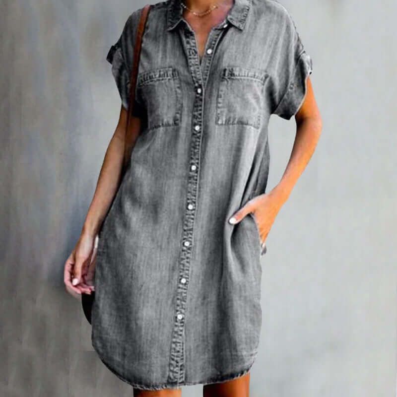 Valerie ™ -  Elegant denim dress with belly coverage