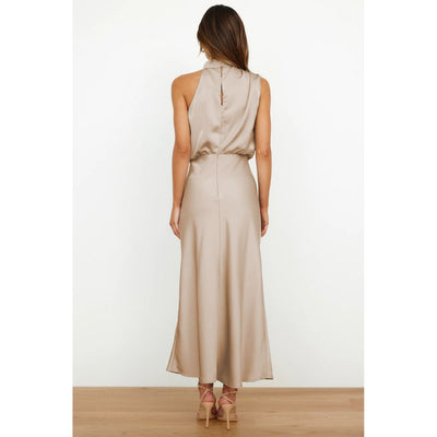 Abigail | Satin Long Dress with American Neckline