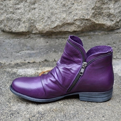 Vicky™ | Zippered Leather Boots