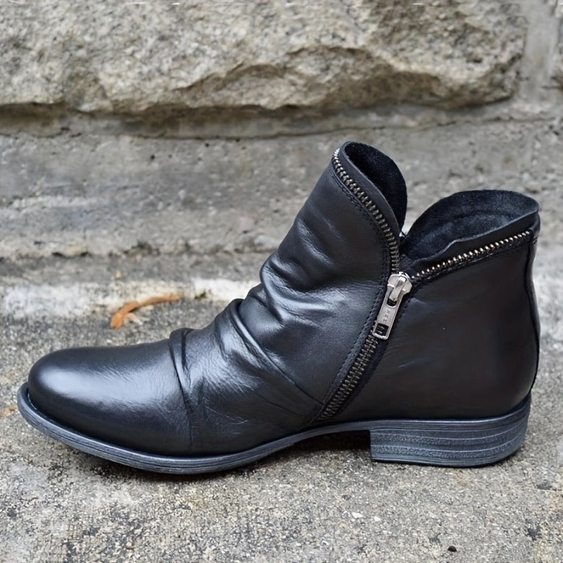 Vicky™ | Zippered Leather Boots