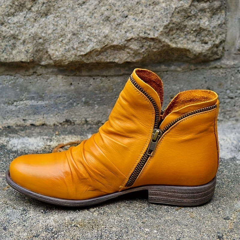 Vicky™ | Zippered Leather Boots