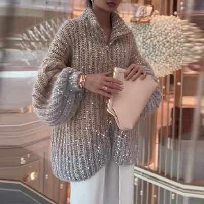 Angelina | Luxurious knitted sweater with elegant glitter details