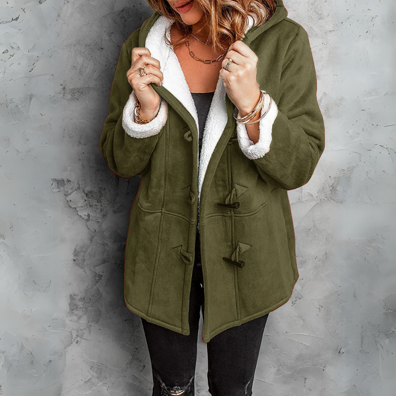 Zoe™ | Plush Hooded Toggle Coat